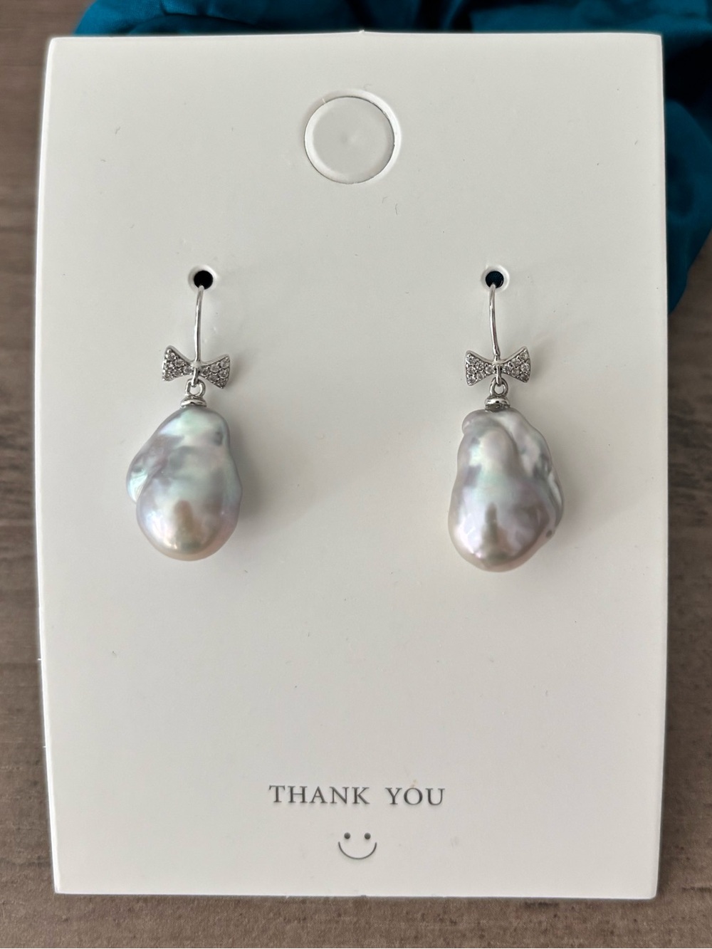 Baroque Pearls Earrings Silver Blue